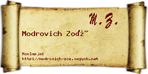 Modrovich Zoé névjegykártya